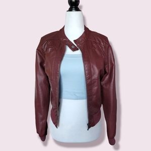 RED faux Leather Jacket